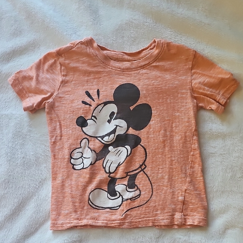 Kids Orange Mickey Mouse Short Sleeve Tee